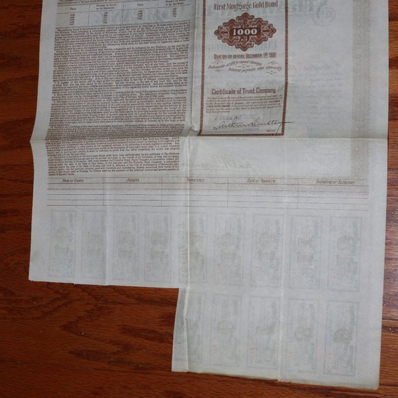 Columbia Straw Paper Company MORTGAGE GOLD BOND $1000 _ 1901 ANTIQUE - Picture 9 of 10